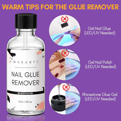 Makartt Nail Glue with Glue Remover Kit, Super Strong Nail Glue for Acrylic Nails Press on Nails,30Ml/ 50ML Glue off Debonder