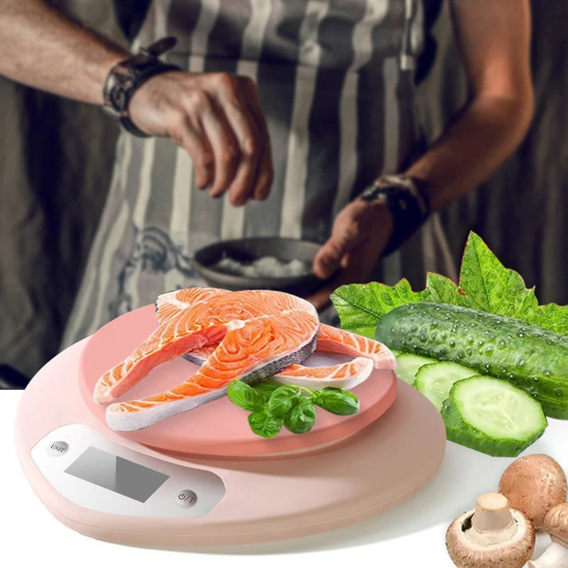 Multi-Function Kitchen Baking Scale Pink Heart-Shaped Portable High-Precision Digital Scale 5Kg/1G 3Kg/0.1G LCD Electronic Scale