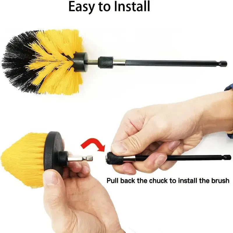 7Pcs Moving Brush Head, Electric Cleaning Brush, Yellow 7-Piece Set, Electric Drill Brush Head Set Household Items