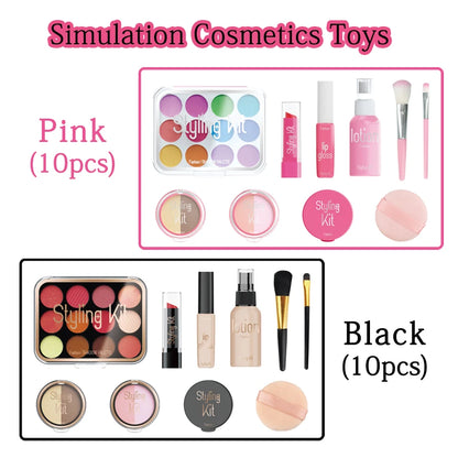 10 Pcs Simulation Girl Beauty Play Cosmetics Set Educational Makeup Toys Princess Play House Cosmetics Bag Gifts for Kids Girl