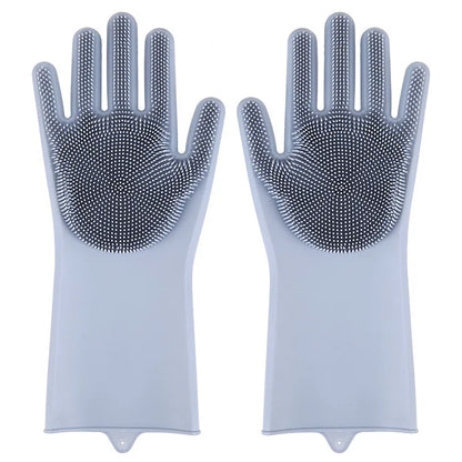 Silicone Dishwashing Gloves Dishwashing and Laundry Insulated Kitchen Cleaning Household Gloves Pet Bathing Gloves
